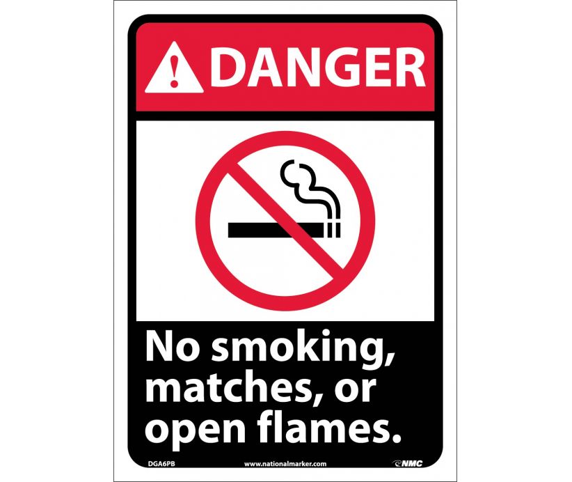 DANGER, NO SMOKING MATCHES OR OPEN FLAMES (W/GRAPHIC), 14X10, PS VINYL