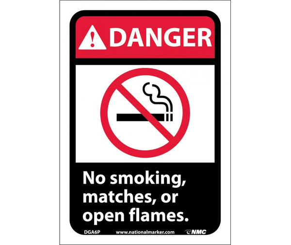 DANGER, NO SMOKING MATCHES OR OPEN FLAMES (W/GRAPHIC), 10X7, PS VINYL