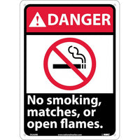 DANGER, NO SMOKING MATCHES OR OPEN FLAMES (W/GRAPHIC), 14X10, RIGID PLASTIC