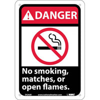 DANGER, NO SMOKING MATCHES OR OPEN FLAMES (W/GRAPHIC), 10X7, RIGID PLASTIC