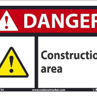 DANGER CONSTRUCTION AREA SIGN, 7X10, .0045 VINYL