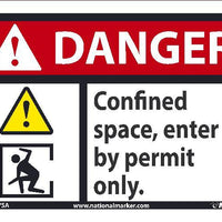 DANGER CONFINED SPACE ENTER BY PERMIT ONLY SIGN, 7X10, .0045 VINYL