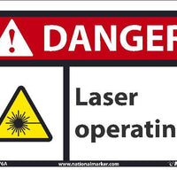 DANGER LASER OPERATING SIGN, 10X14, .040 ALUM