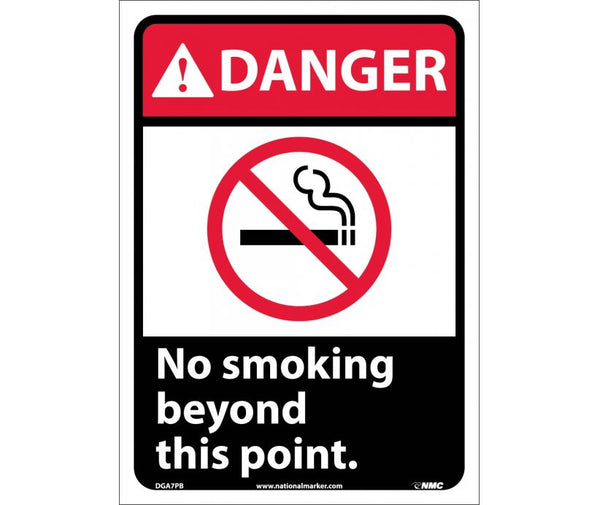 DANGER, NO SMOKING BEYOND THIS POINT (W/GRAPHIC), 14X10, PS VINYL