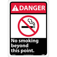 DANGER, NO SMOKING BEYOND THIS POINT (W/GRAPHIC), 14X10, RIGID PLASTIC
