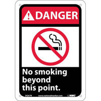 DANGER, NO SMOKING BEYOND THIS POINT (W/GRAPHIC), 10X7, RIGID PLASTIC