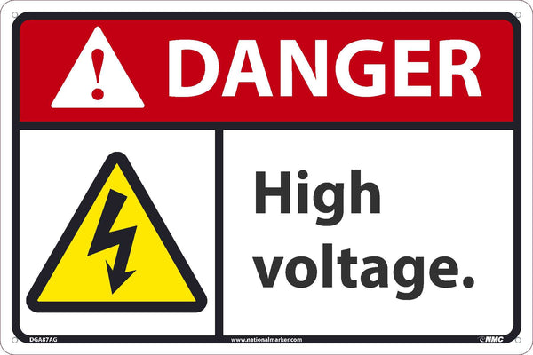 DANGER, HIGH VOLTAGE, 12x18, .040 ALUM