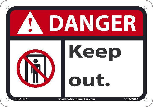 DANGER KEEP OUT SIGN, 7X10, .050 PLASTIC
