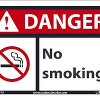 DANGER NO SMOKING SIGN, 7X10, .040 ALUM