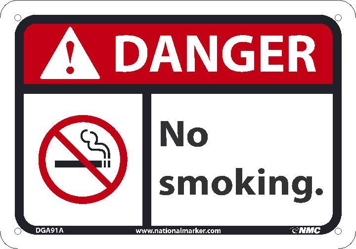 DANGER NO SMOKING SIGN, 7X10, .0045 VINYL