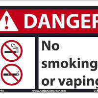 DANGER NO SMOKING OR VAPING SIGN, 7X10, .040 ALUM