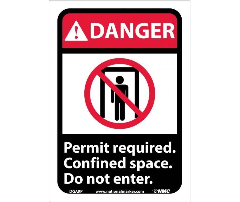 DANGER, PERMIT REQUIRED CONFINED SPACE DO NOT ENTER (W/GRAPHIC), 14X10, RIGID PLASTIC