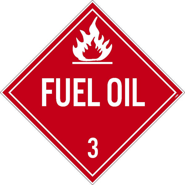 PLACARD, FUEL OIL 3, 10.75X10.75, REMOVABLE PS VINYL, PACK 10
