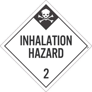 PLACARD, INHALATION HAZARD 2, 10.75X10.75, PVC, FLEXIBLE PVC, .015 UNRIPPABLE VINYL, PACK 100