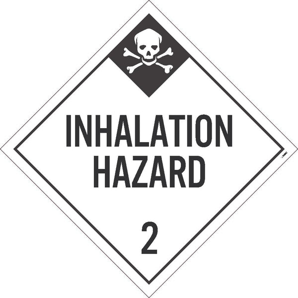 PLACARD, INHALATION HAZARD 2, 10.75X10.75, PVC, FLEXIBLE PVC, .015 UNRIPPABLE VINYL, PACK 100