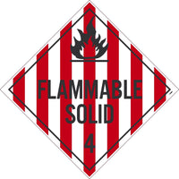 PLACARD, FLAMMABLE SOLID 4, 10.75X10.75, REMOVABLE PS VINYL, PACK 25