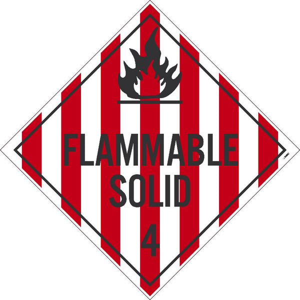 PLACARD, FLAMMABLE SOLID 4, 10.75X10.75, REMOVABLE PS VINYL
