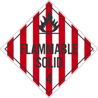 PLACARD, FLAMMABLE SOLID 4, 10.75X10.75, PS VINYL