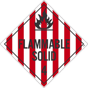 PLACARD, FLAMMABLE SOLID 4, 10.75X10.75, POLYTAG, PACK 100