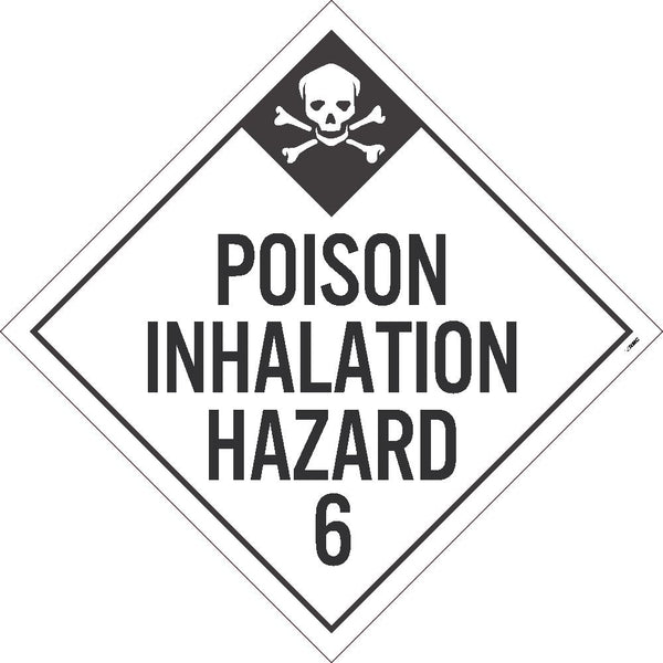PLACARD, POISON INHALATION HAZARD 6, 10.75X10.75, REMOVABLE PS VINYL, PACK 10