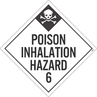 PLACARD, POISON INHALATION HAZARD 6, 10.75X10.75, PVC, FLEXIBLE PVC, .015 UNRIPPABLE VINYL, PACK 10