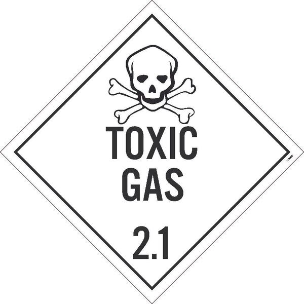 PLACARD, TOXIC GAS 2.1, 10.75X10.75, REMOVABLE PS VINYL, PACK 100