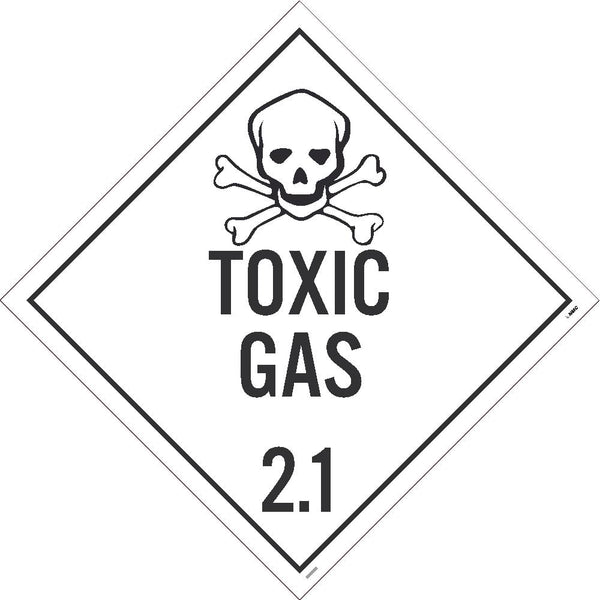 PLACARD, TOXIC GAS 2.1, 10.75X10.75, PS VINYL