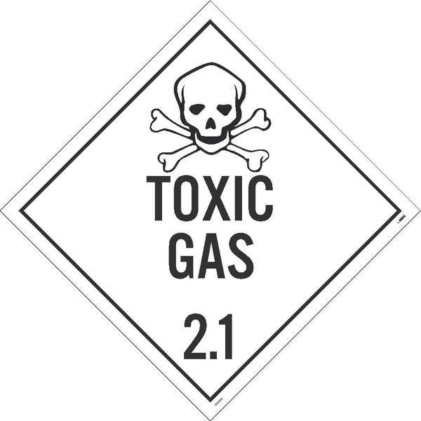 PLACARD, TOXIC GAS 2.1, 10 3/4X10 3/4, RIGID PLASTIC