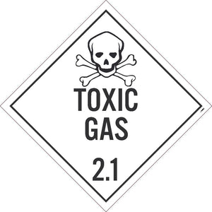 PLACARD, TOXIC GAS 2.1, 10.75X10.75, POLYTAG, PACK 25