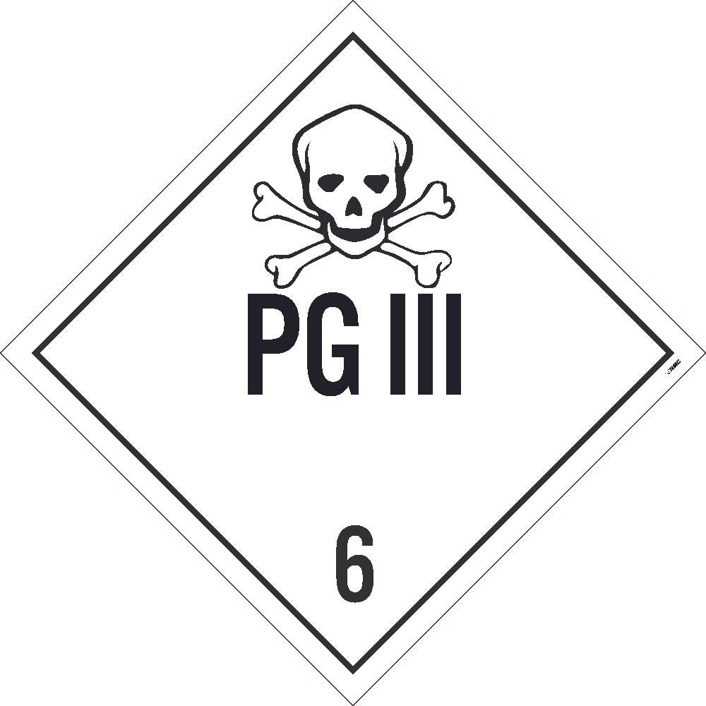 PLACARD, POISON, PG III 6, 10.75X10.75, REMOVABLE PS VINYL, PACK 100