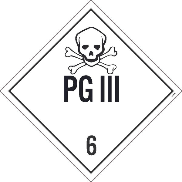 PLACARD, POISON, PG III 6, 10.75X10.75, POLYTAG, PACK 25
