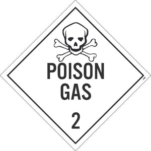 PLACARD, POISON GAS 2, 10.75X10.75, REMOVABLE PS VINYL, PACK 100