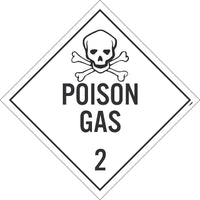 PLACARD, POISON GAS 2, 10.75X10.75, REMOVABLE PS VINYL