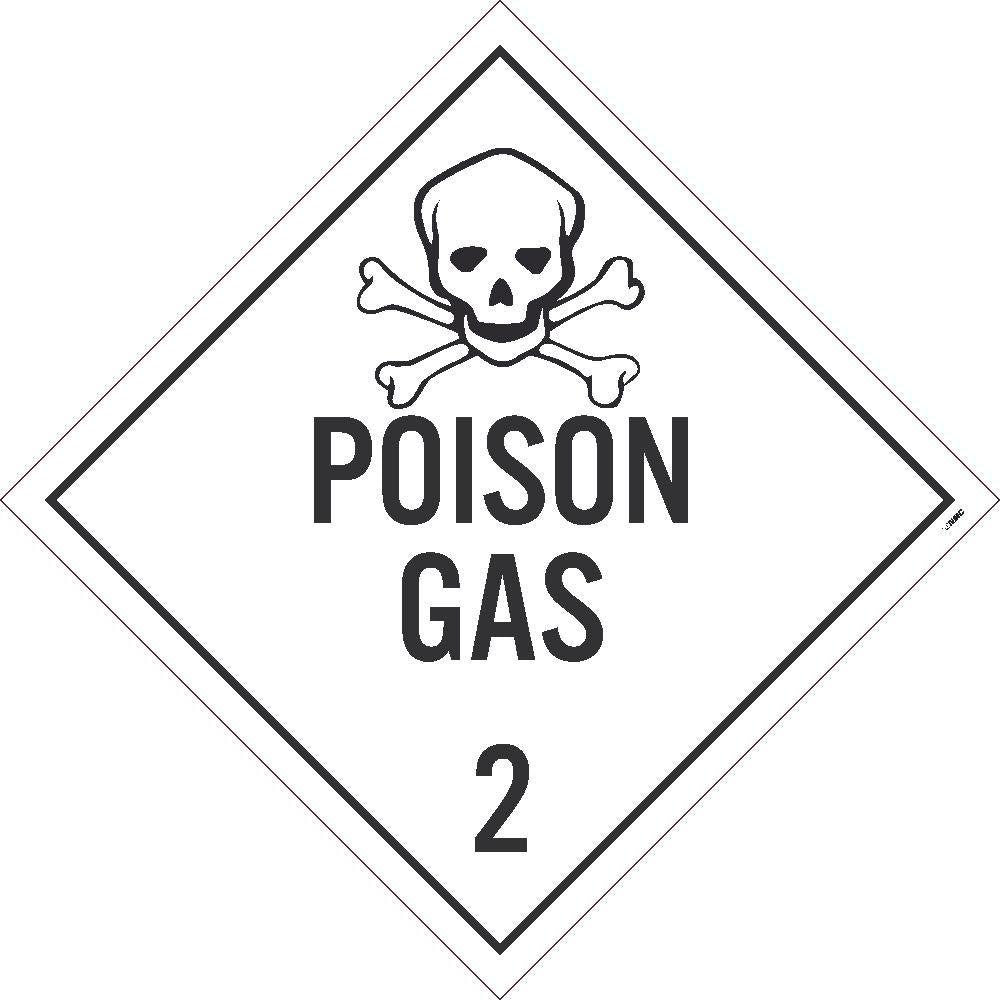 PLACARD, POISON GAS 2, 10.75X10.75, POLYTAG, PACK 100