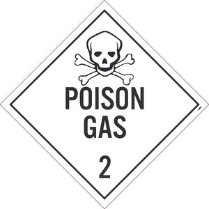 PLACARD, POISON GAS 2, 10.75X10.75, POLYTAG, PACK 50