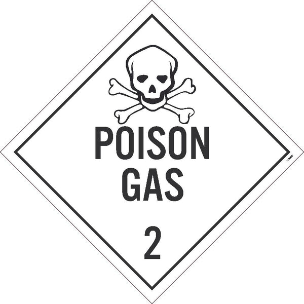 PLACARD, POISON GAS 2, 10.75X10.75, PVC, FLEXIBLE PVC, .015 UNRIPPABLE VINYL, PACK 10