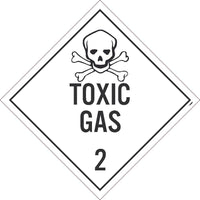 PLACARD, TOXIC GAS 2, 10.75X10.75, PRESSURE SENSITIVE VINYL .0045, PACK 100