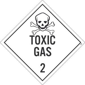 PLACARD, TOXIC GAS 2, 10.75X10.75, REMOVABLE PS VINYL, PACK 100