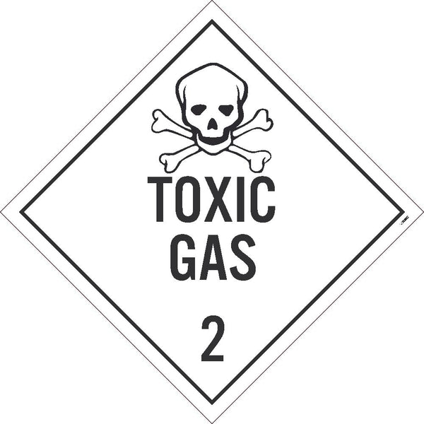 PLACARD, TOXIC GAS 2, 10.75X10.75, REMOVABLE PS VINYL, PACK 25