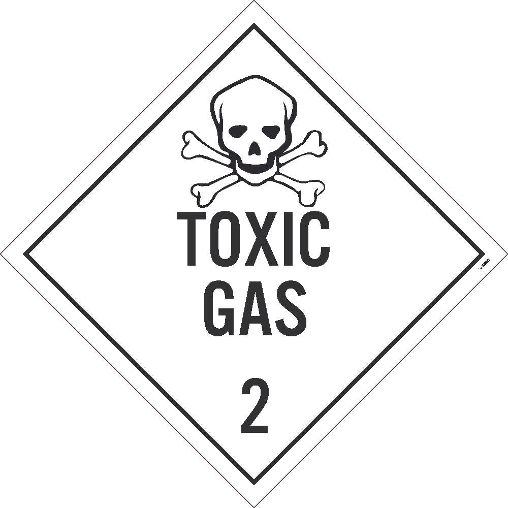 PLACARD, TOXIC GAS 2, 10.75X10.75, REMOVABLE PS VINYL, PACK 25