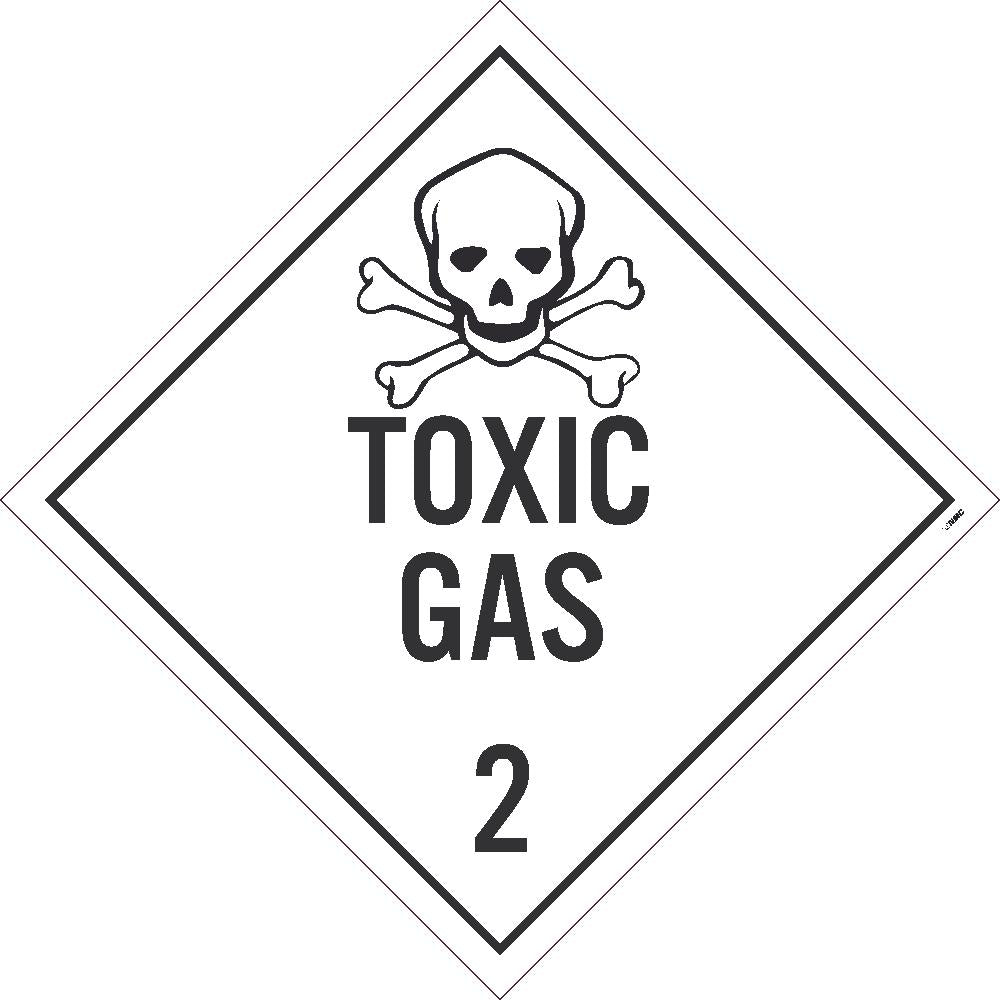 PLACARD, TOXIC GAS 2, 10.75X10.75, POLYTAG, PACK 100