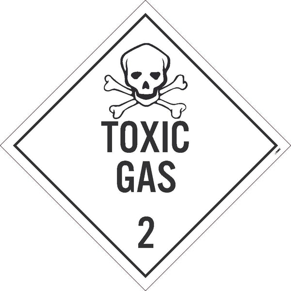 PLACARD, TOXIC GAS 2, 10.75X10.75, PVC, FLEXIBLE PVC, .015 UNRIPPABLE VINYL, PACK 10