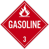 PLACARD, GASOLINE 3, 10.75X10.75, REMOVABLE PS VINYL, PACK 100