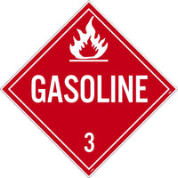 PLACARD, GASOLINE 3, 10.75X10.75, PS VINYL