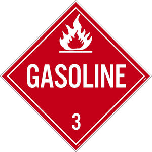 PLACARD, GASOLINE 3, 10.75X10.75, RIGID PLASTIC