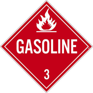 PLACARD, GASOLINE 3, 10.75X10.75, POLYTAG, PACK 100