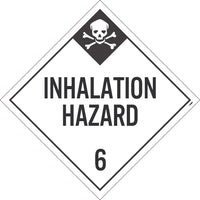 PLACARD, INHALATION HAZARD 6, 10.75X10.75, PVC, FLEXIBLE PVC, .015 UNRIPPABLE VINYL, PACK 100