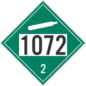 1072 Oxygen USDOT Placard Adhesive Backed Vinyl 100/Pk | DL136BP100