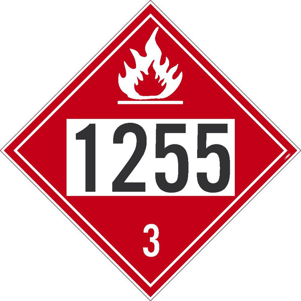 1255 Naphtha USDOT Placard Removable Vinyl 100/Pk | DL137BPR100