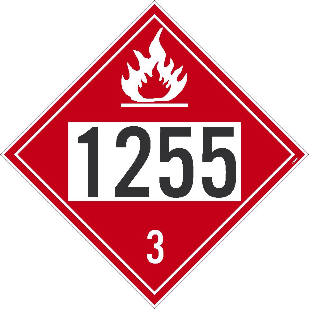 1255 Naphtha USDOT Placard Removable Vinyl 10/Pk | DL137BPR10